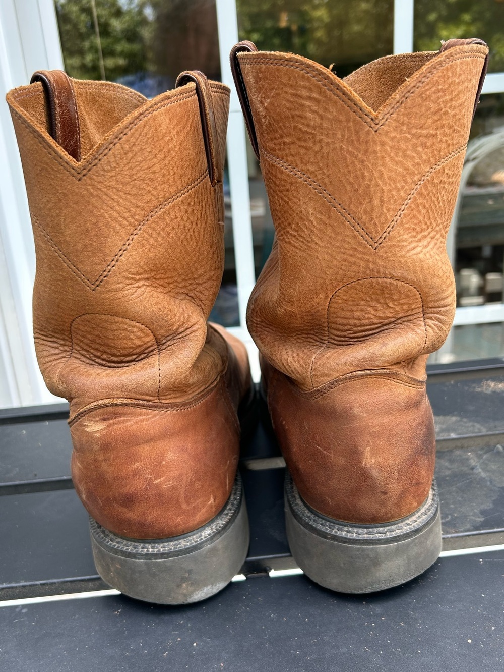 Justin’s Men's Brown Pull-On Work Boots Leather Size 11EEE - Picture 5 of 9